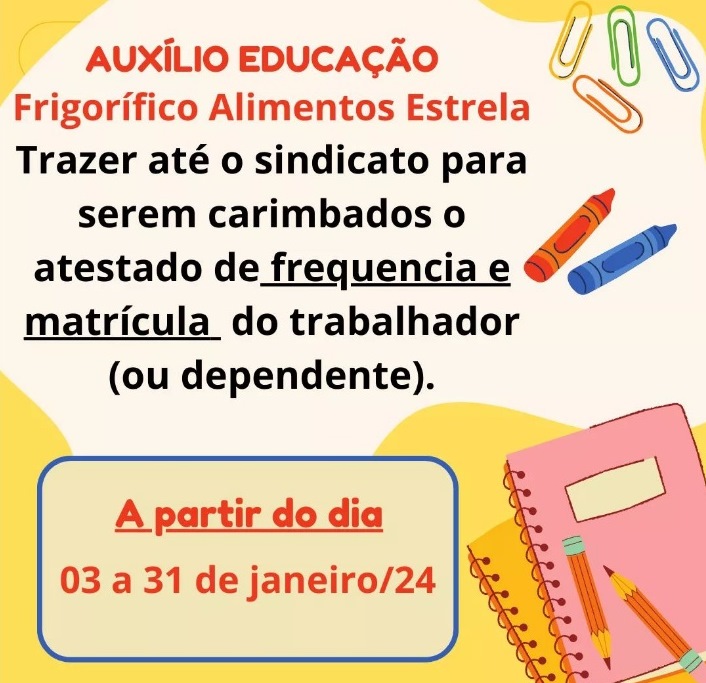 AUXILIO ESCOLAR: FRIGORÍFICO ALIMENTOS ESTRELA